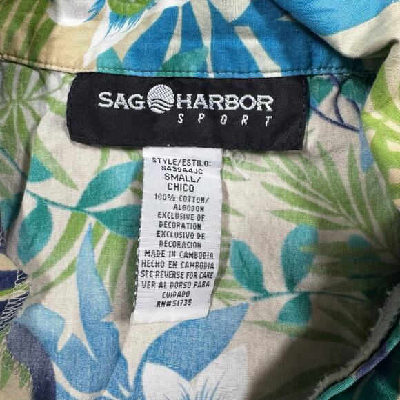 Vintage Sag Harbor Sport Tropical Button Down Shirt Men’s Small Short Sleeve - Picture 4 of 6